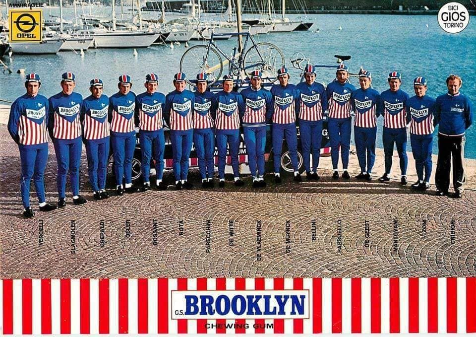 Brooklyn team lined up in blue jerseys