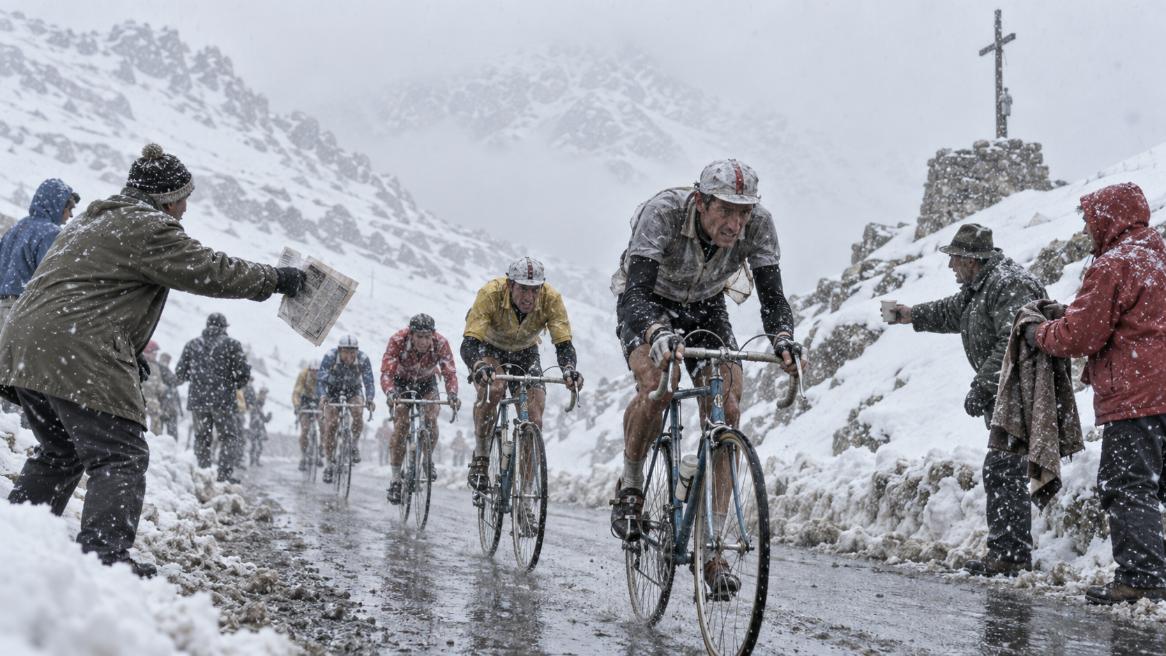 Billede til historien When the summer peloton rode into snow