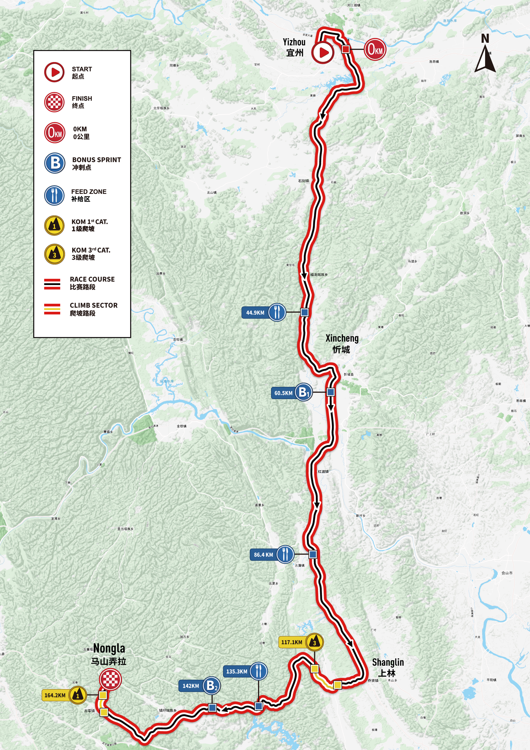 Route map for stage 6 from Yizhou to NongLa