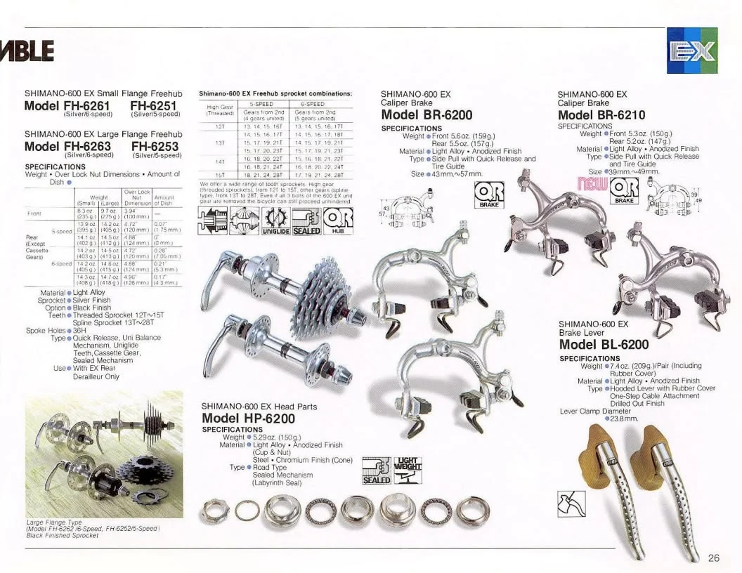 Catalogue page showing Freehub and brakes