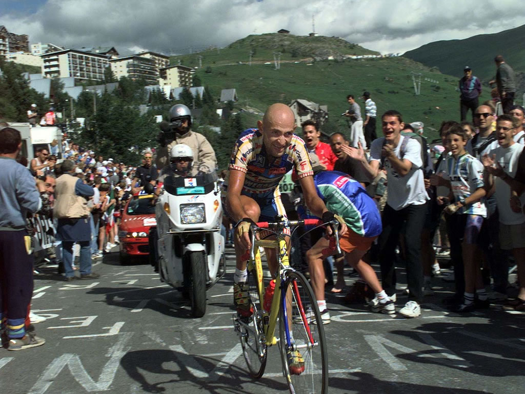 Marco Pantani climbing during the 1997 Tour