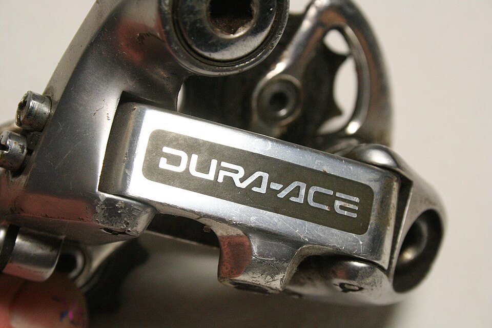 Close-up of a Shimano Dura-Ace rear derailleur